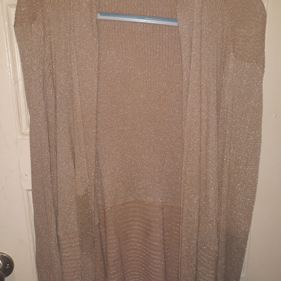 JM Collection Longline Gold Knit Open Cardigan - Picture 2 of 3